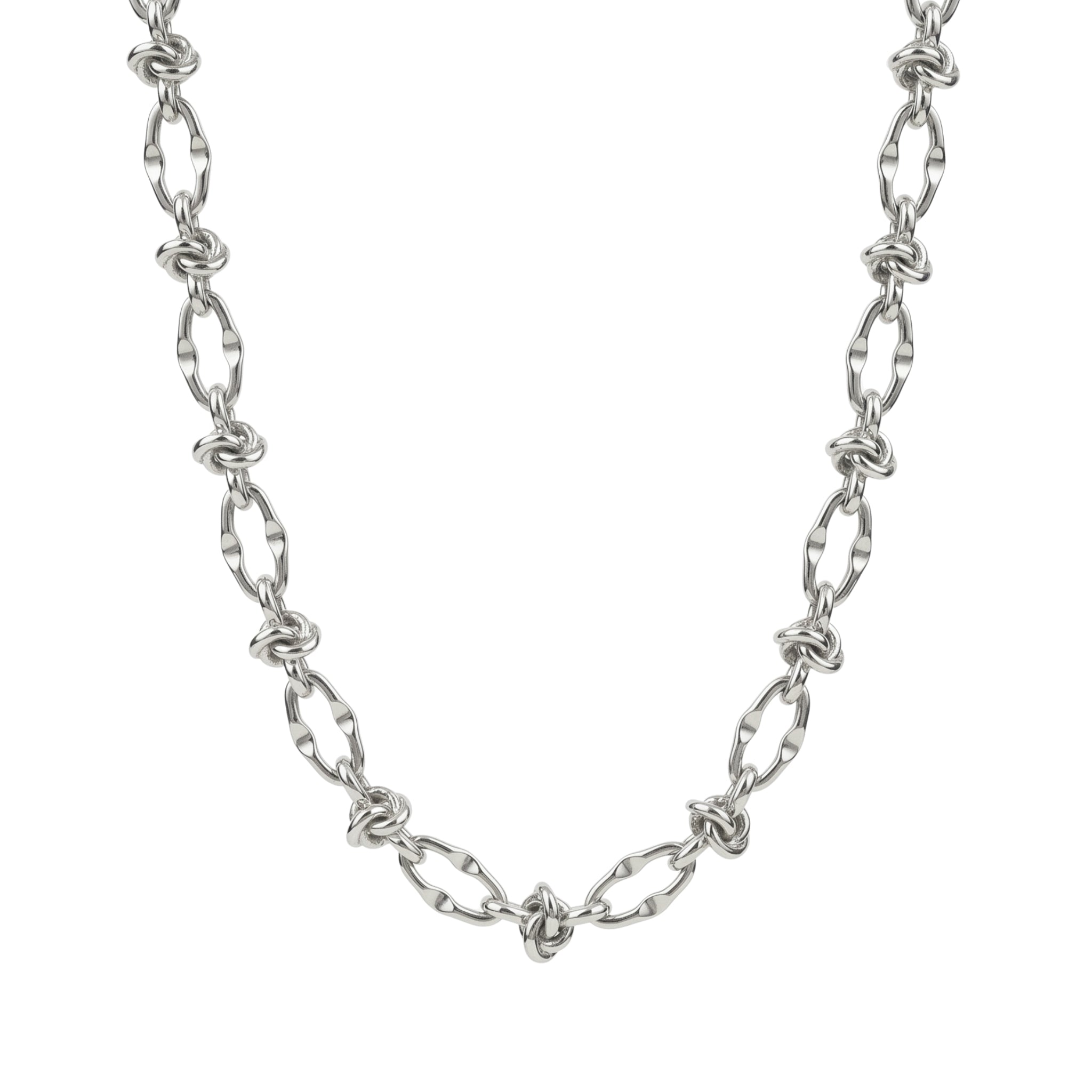 NERIS twisted link knot chain necklace in 316L stainless steel - silver