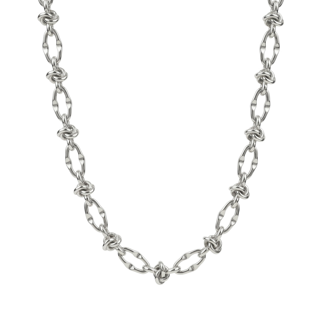NERIS twisted link knot chain necklace in 316L stainless steel - silver