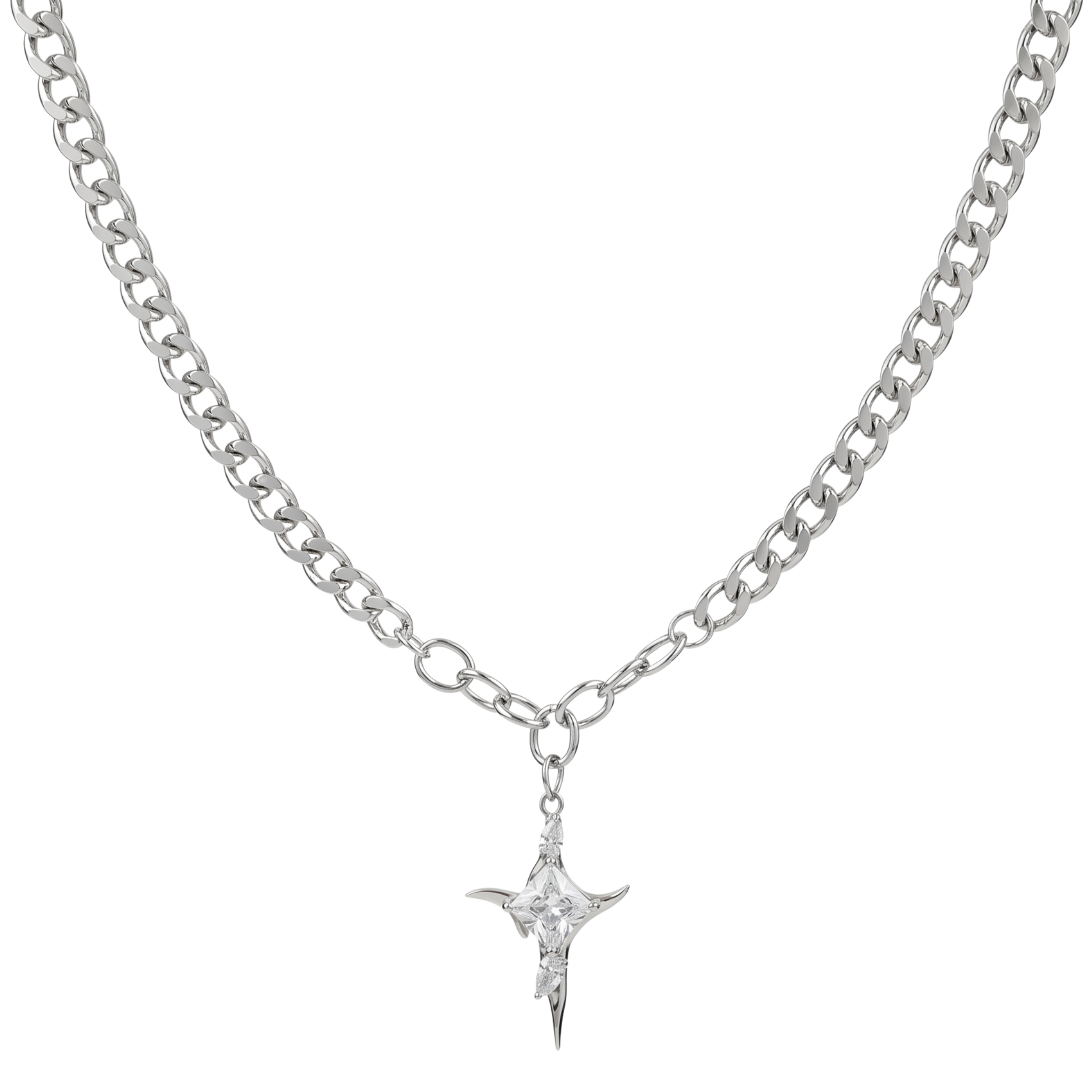 ALTAIR celestial star pendant necklace in 316L stainless steel - silver