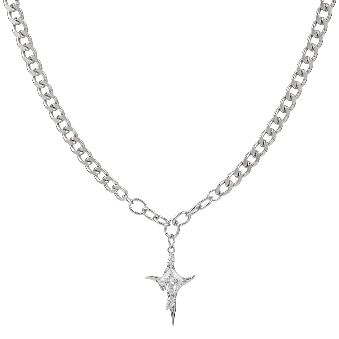 ALTAIR celestial star pendant necklace in 316L stainless steel - silver