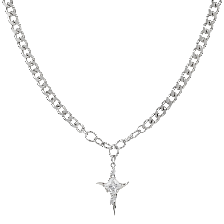 ALTAIR celestial star pendant necklace in 316L stainless steel - silver