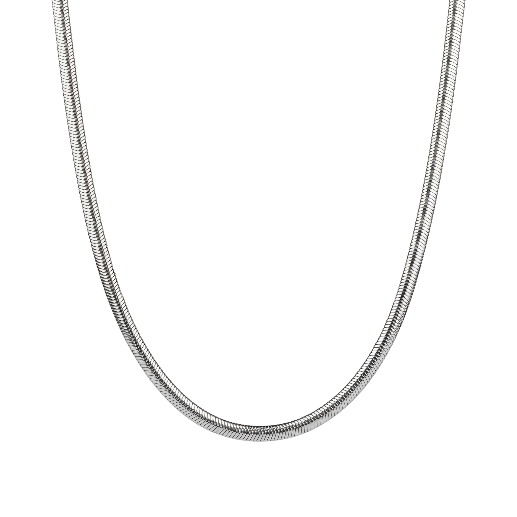 GILES 4mm flat snake chain necklace in 316L stainless steel - silver