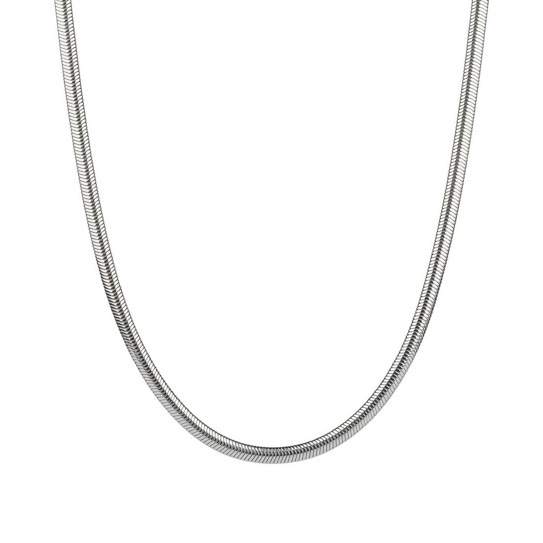 GILES 4mm flat snake chain necklace in 316L stainless steel - silver