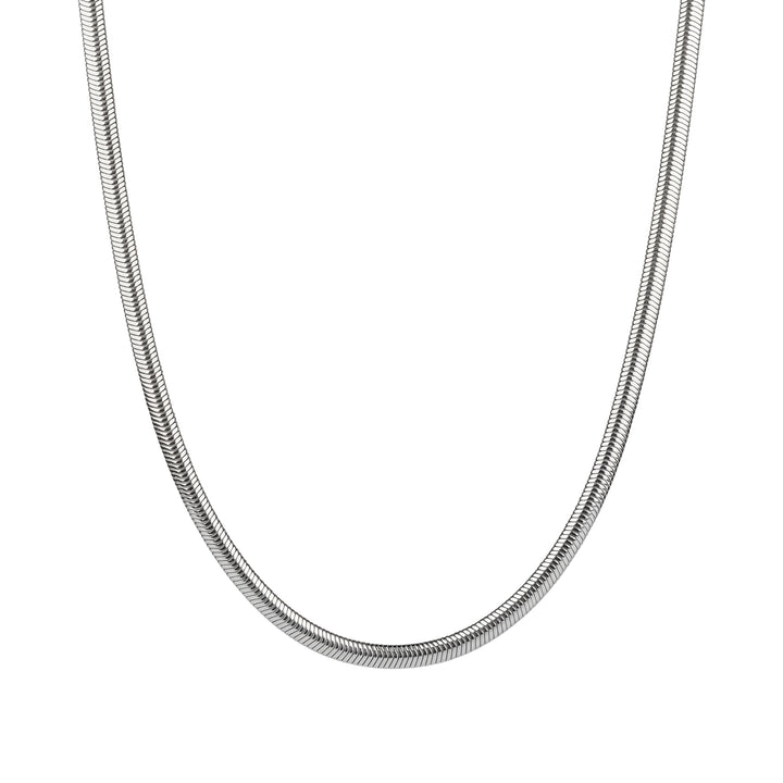 GILES 4mm flat snake chain necklace in 316L stainless steel - silver