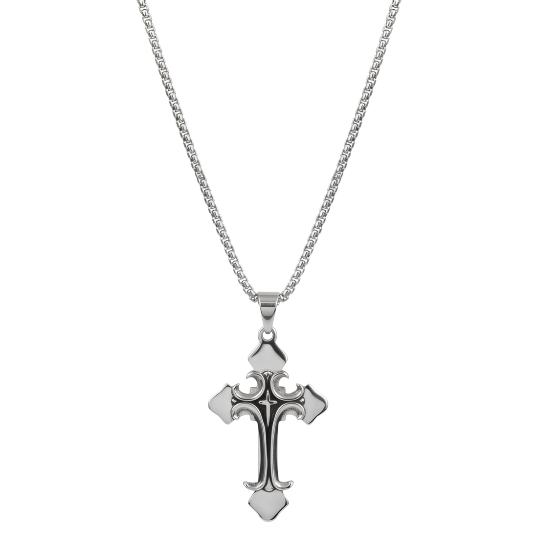 SANCIA minimalist cross pendant necklace in 316L stainless steel - silver