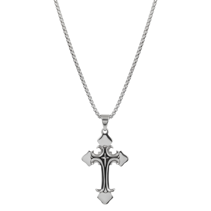 SANCIA minimalist cross pendant necklace in 316L stainless steel - silver