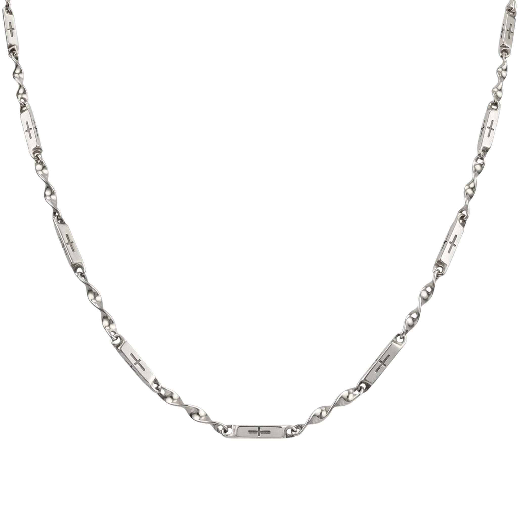 SILVAN twisted bar chain necklace in 316L stainless steel - silver