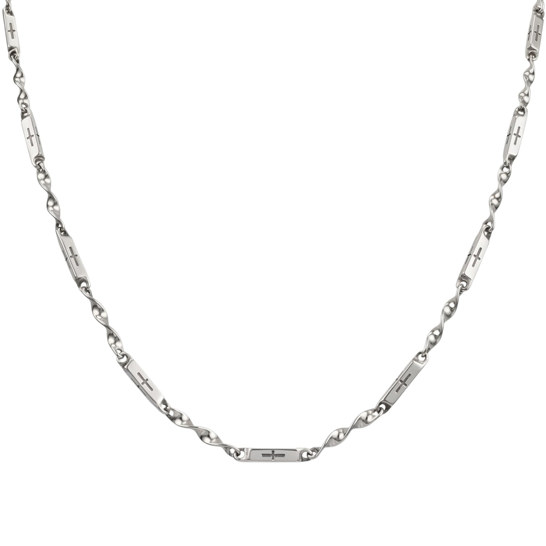 SILVAN twisted bar chain necklace in 316L stainless steel - silver