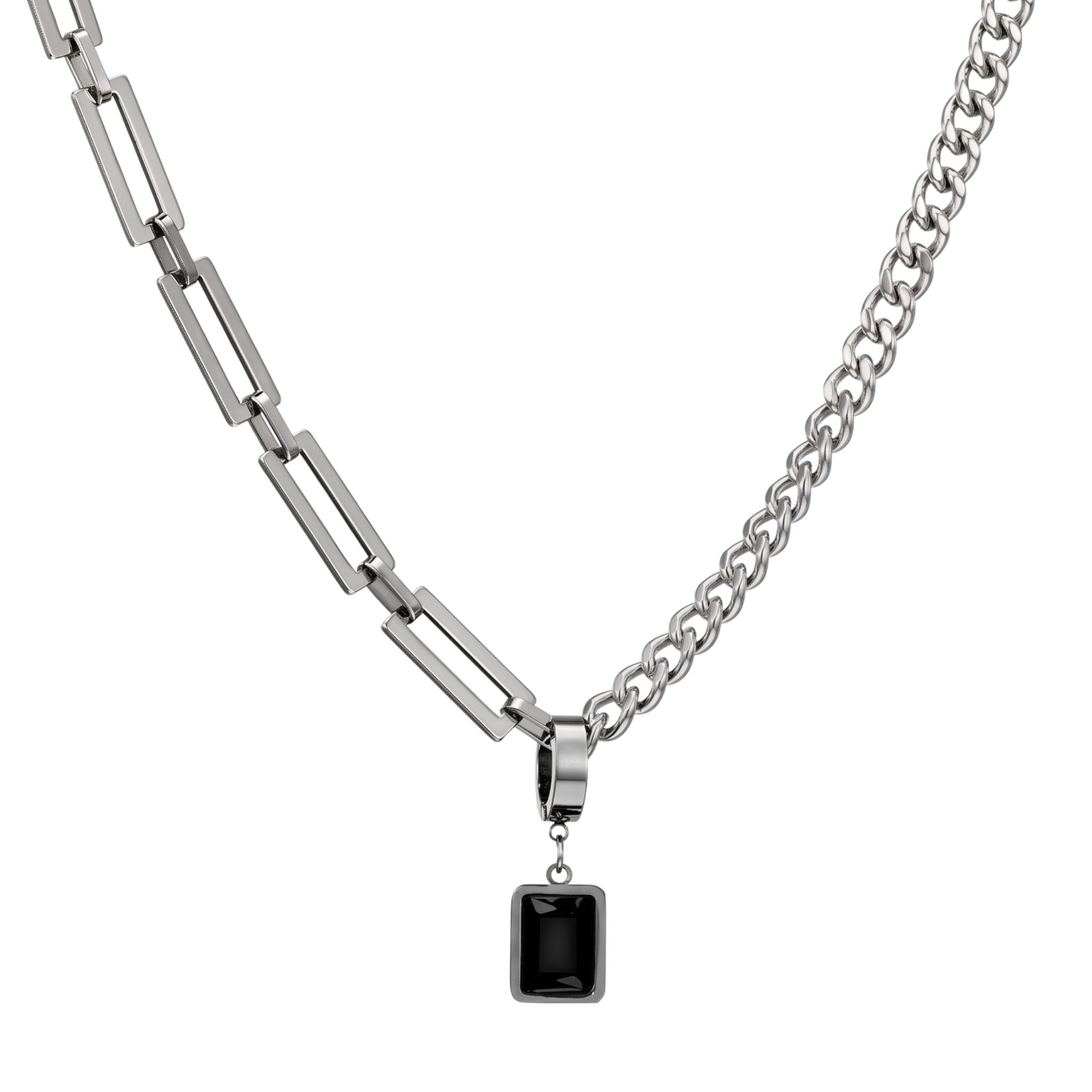 AEOLUS modular chain necklace in 316L stainless steel - silver