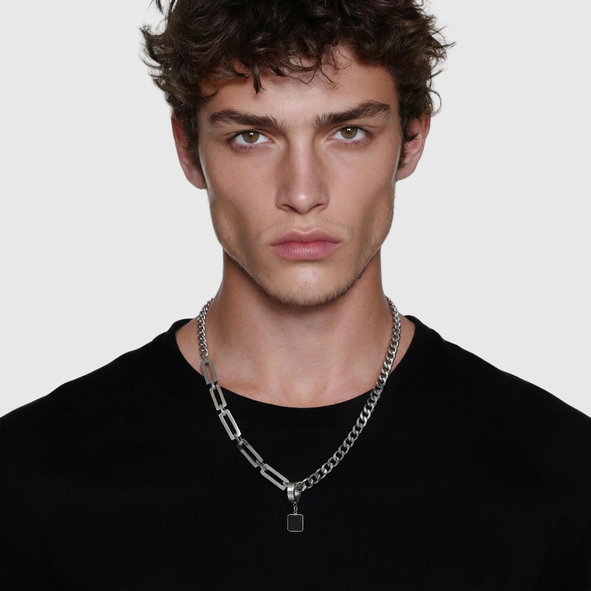 AEOLUS men's silver necklace on white background