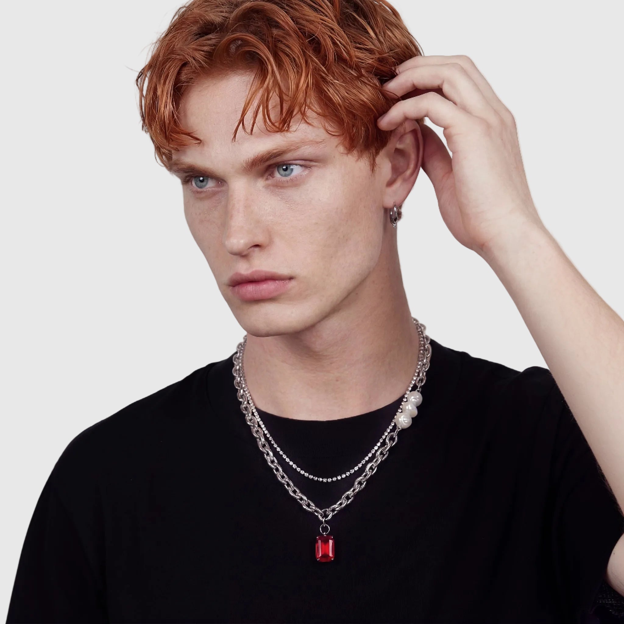 AURUM men's silver necklace on white background