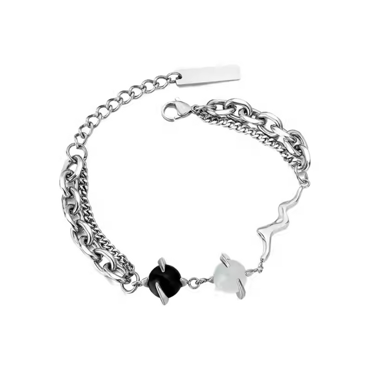 CASSIAN men's silver bracelet on white background