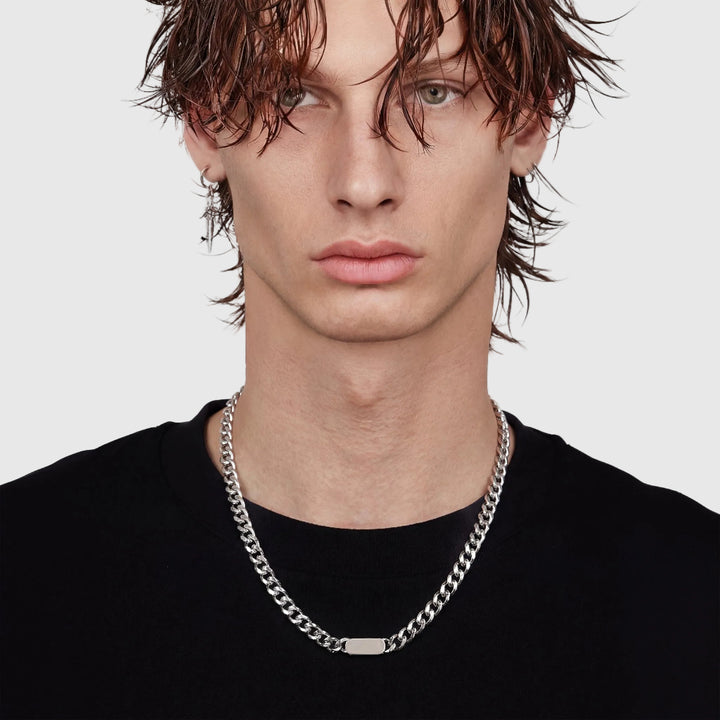 GRIFFIN – 7mm Cuban Chain Necklace with Center Plate | Re-Forge