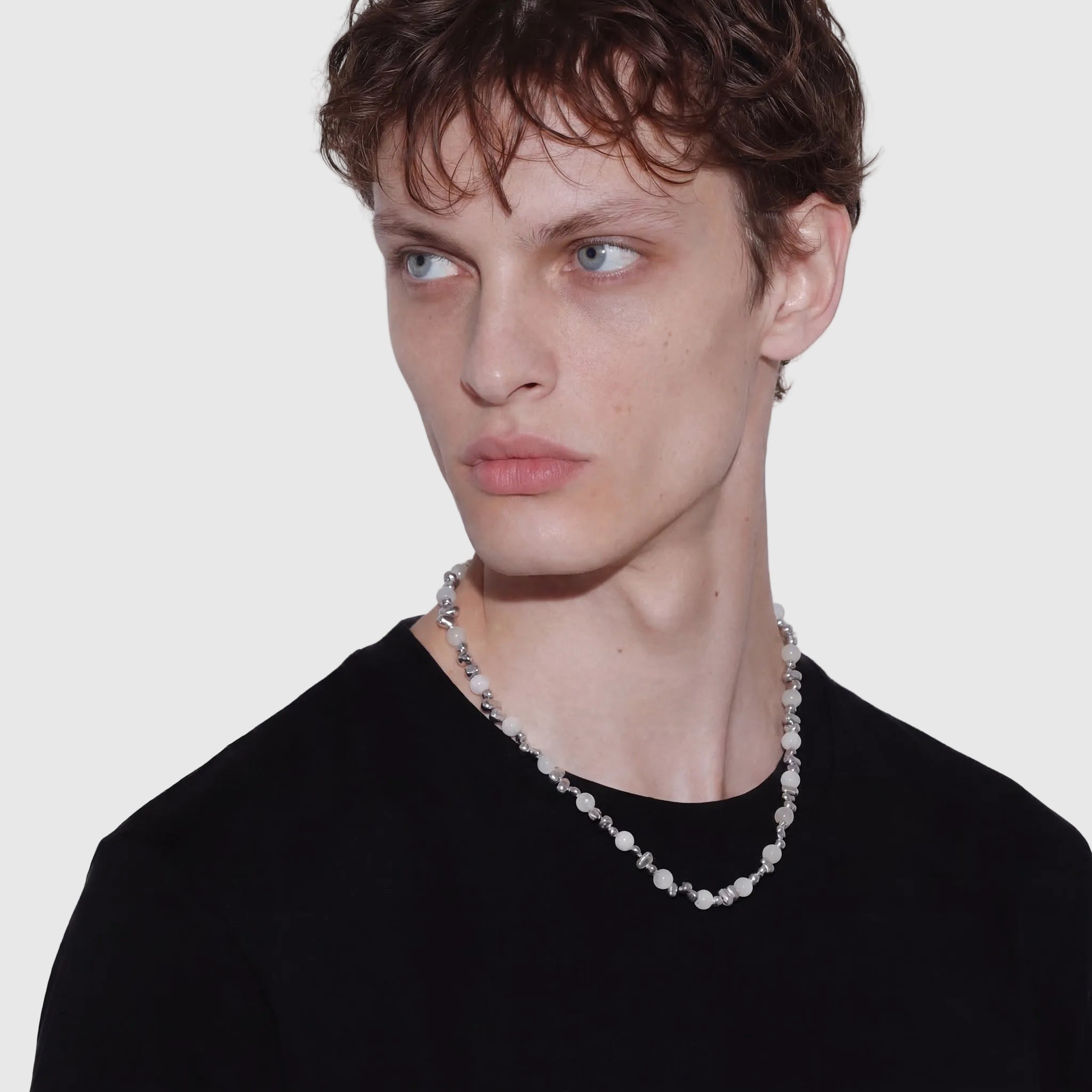 JANUS beaded stone steel necklace alternative angle view