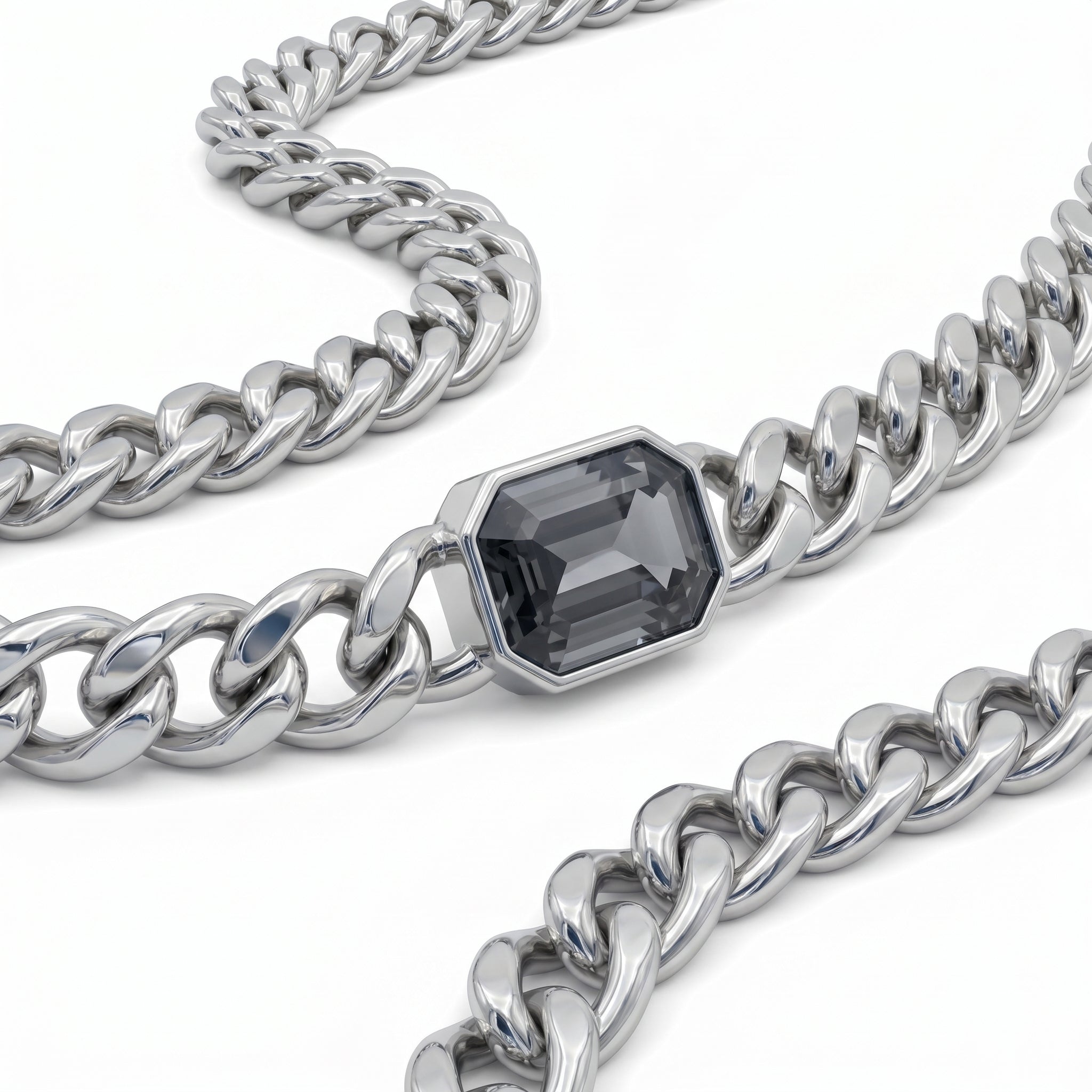 LINEA necklace detail close-up showing chain links