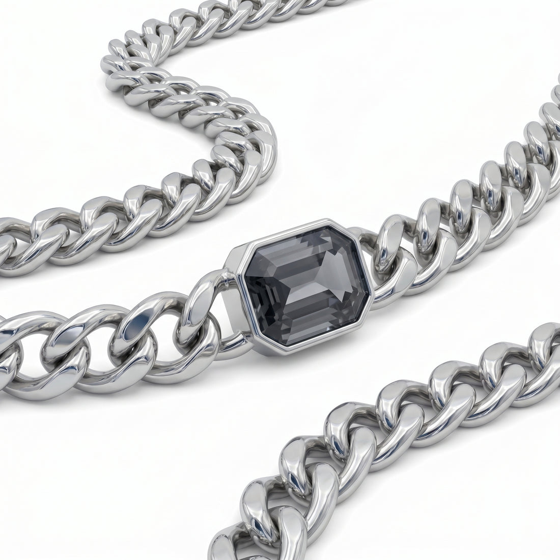 LINEA necklace detail close-up showing chain links