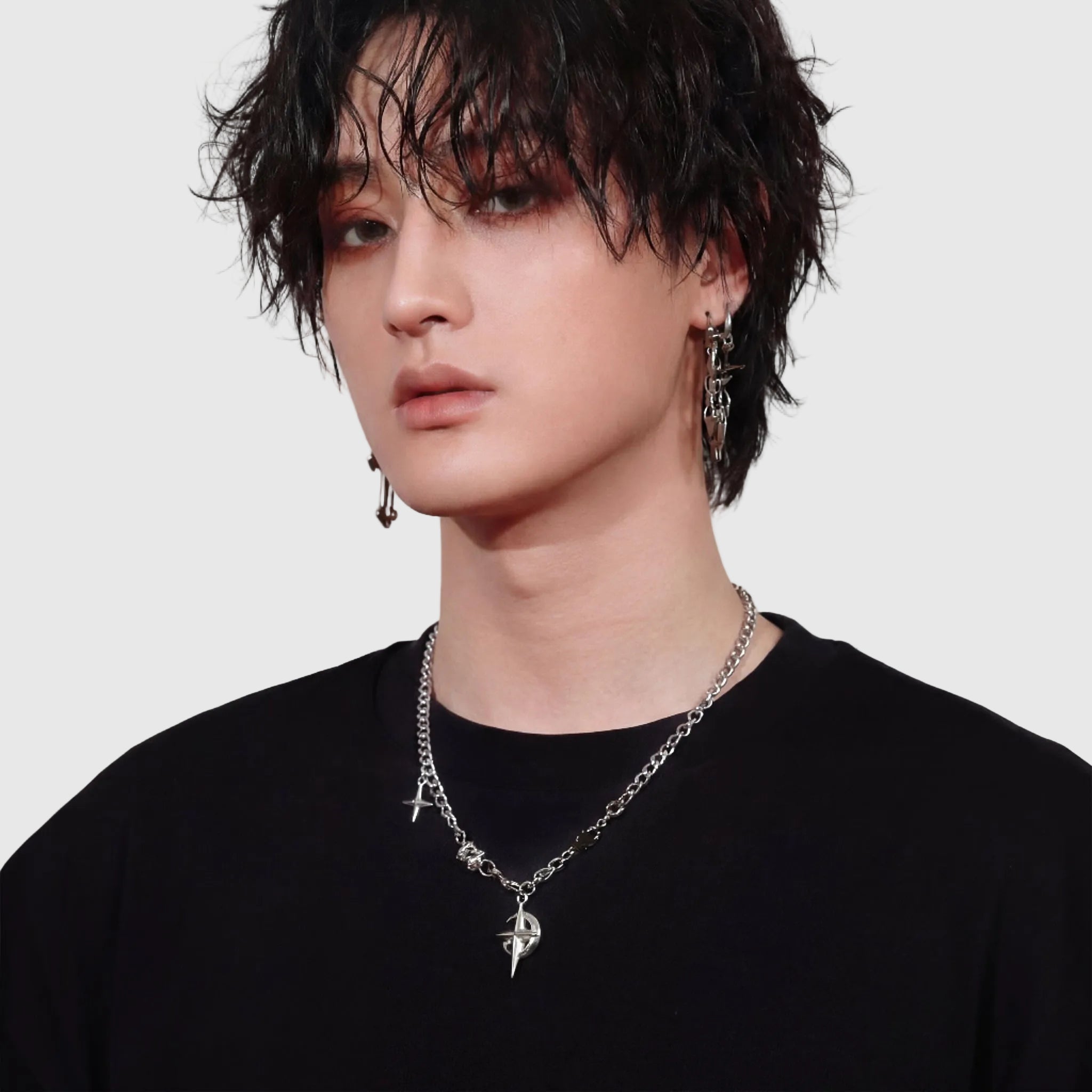 EREBUS men's silver necklace on white background