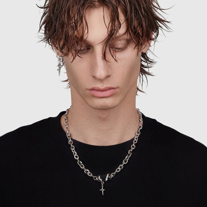 NYX – Star Pendant Chain with Black Zircon & Cord Wrap | Re-Forge