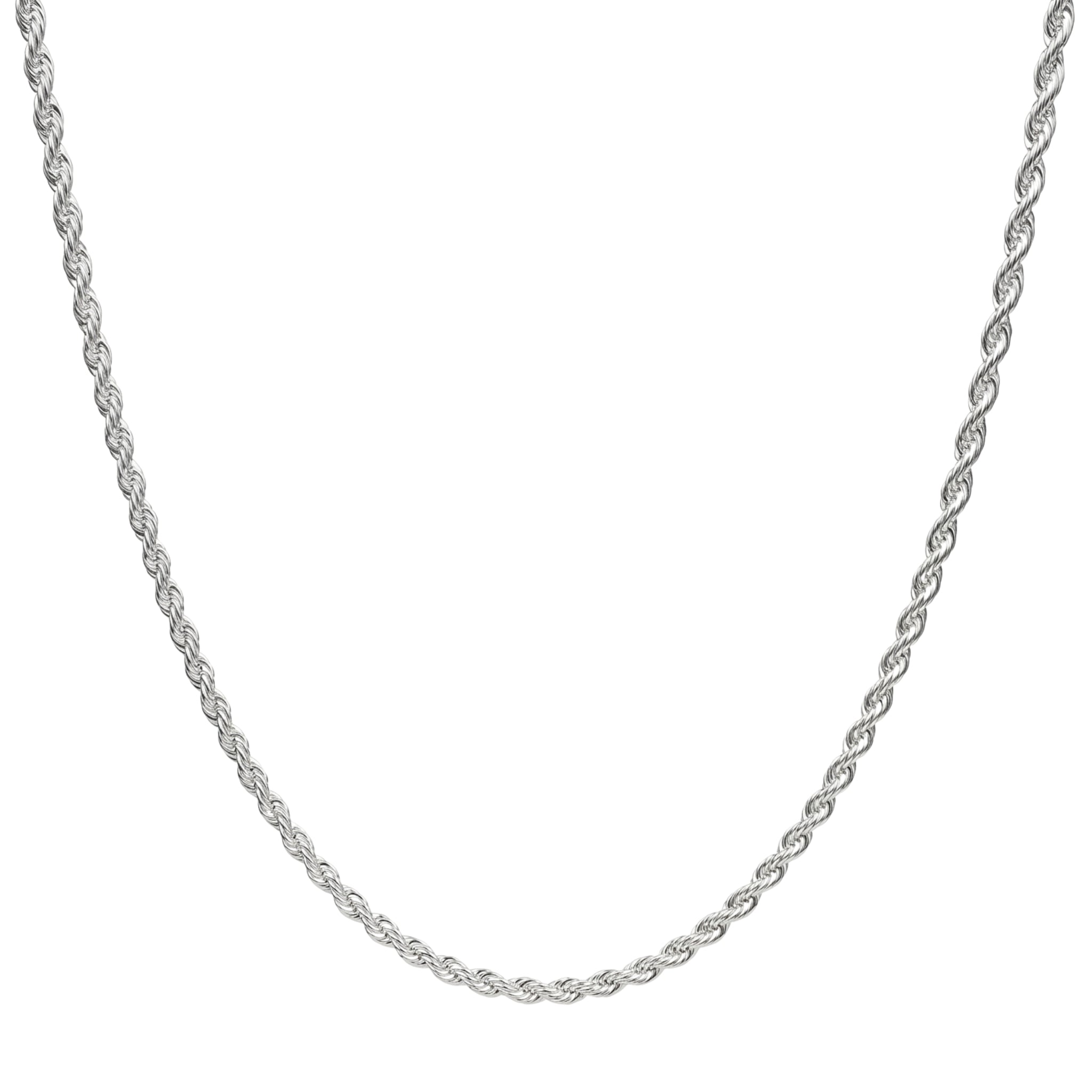 SILAS 3mm rope chain necklace in 316L stainless steel - silver