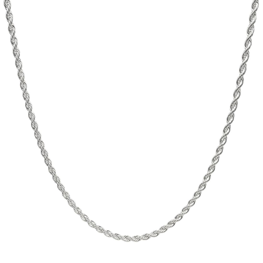 SILAS 3mm rope chain necklace in 316L stainless steel - silver