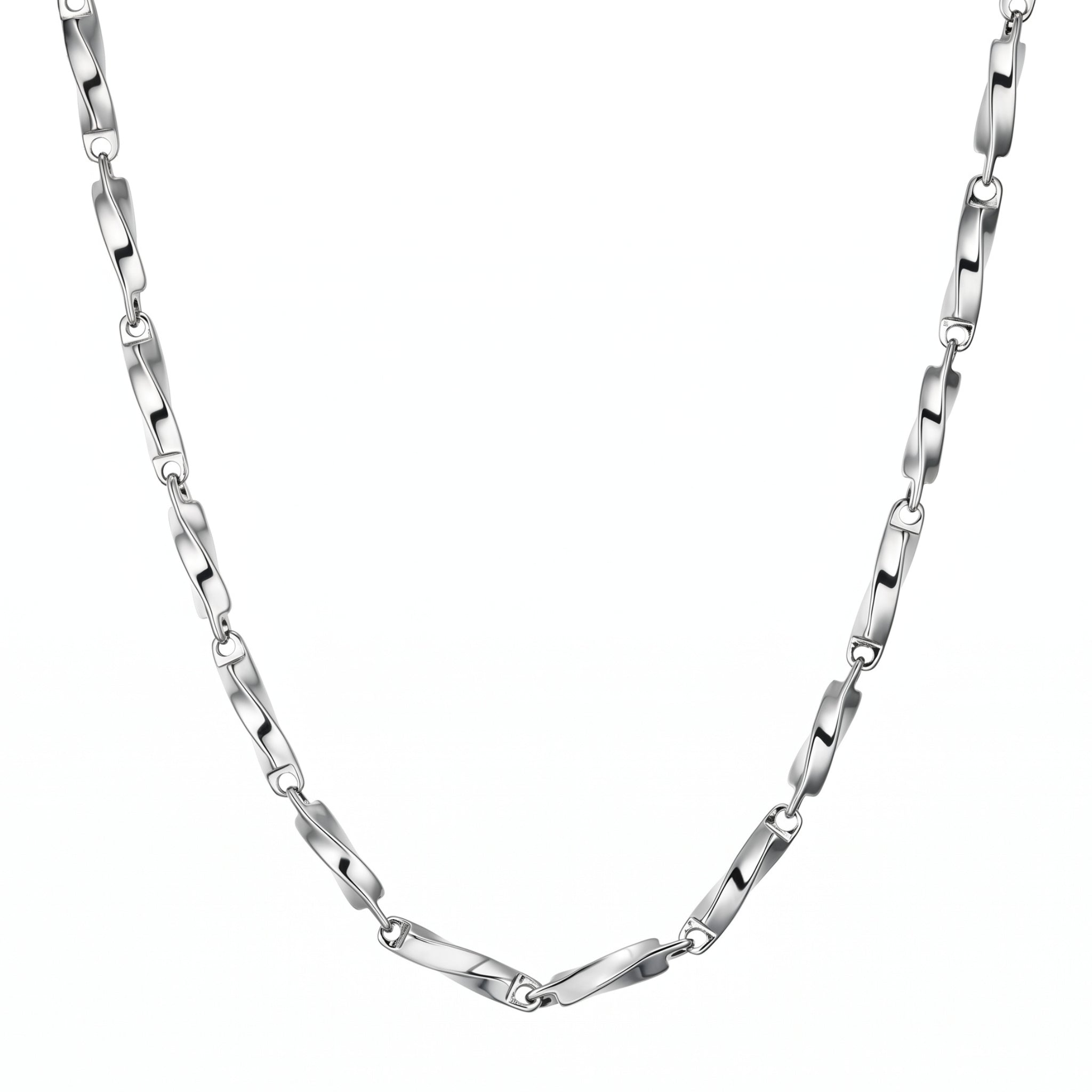DORIAN twisted link chain necklace in 316L stainless steel - silver