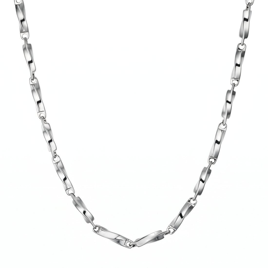 DORIAN twisted link chain necklace in 316L stainless steel - silver