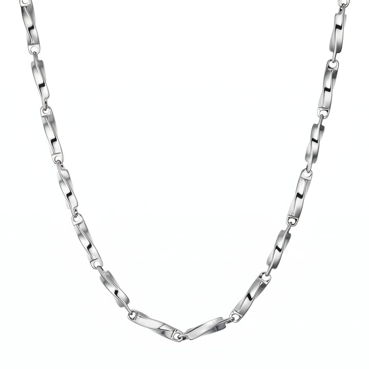 DORIAN twisted link chain necklace in 316L stainless steel - silver