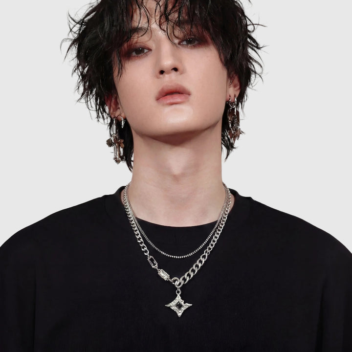 Vega – Layered Stainless Steel Star Pendant Necklace | Re-forge