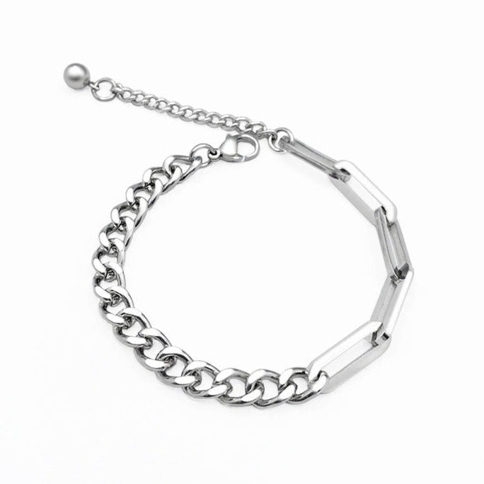 TULLIUS cuban & rectangular box link bracelet in 316L stainless steel - silver