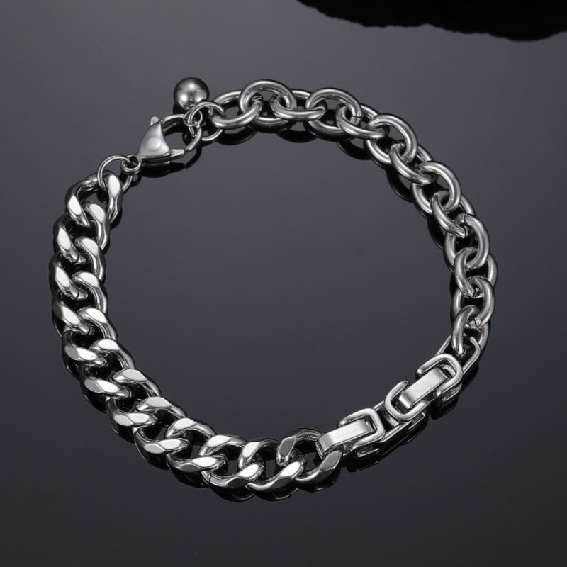 GAIUS cuban link round chain bracelet in 316L stainless steel - silver