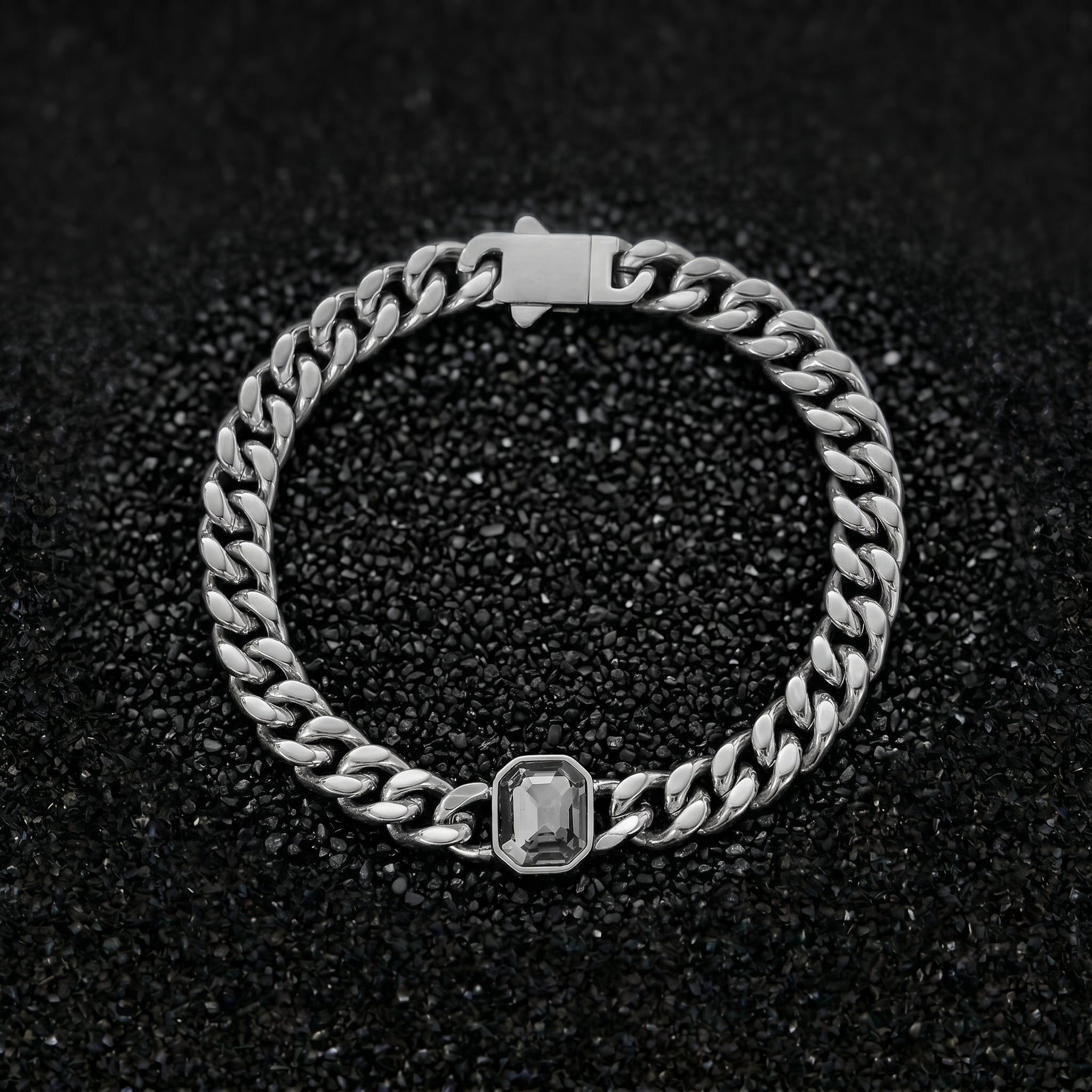 LINEA men's silver bracelet on white background
