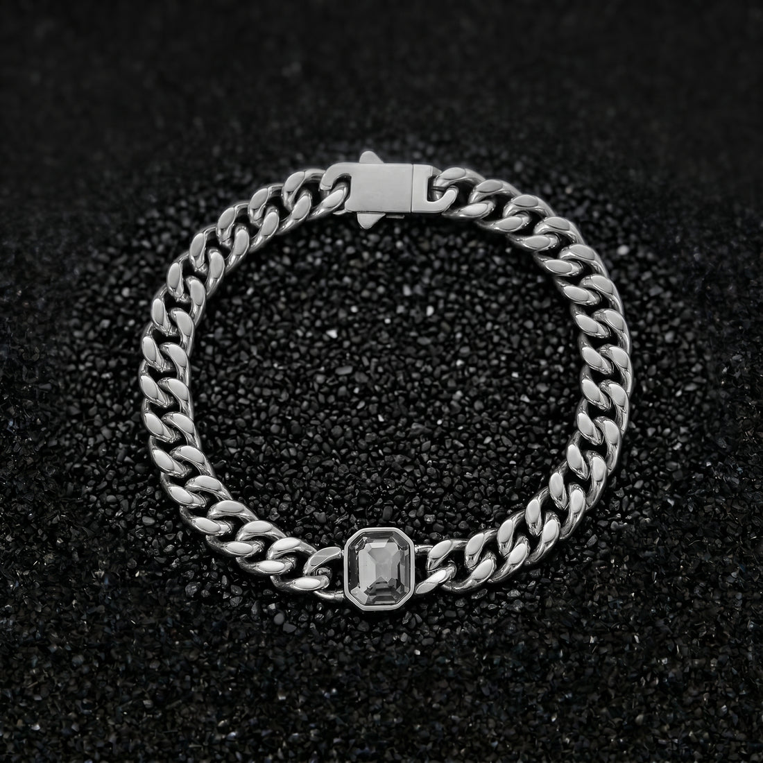 LINEA men's silver bracelet on white background