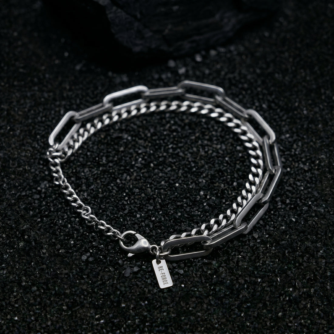 MARCELLUS men's silver bracelet on white background