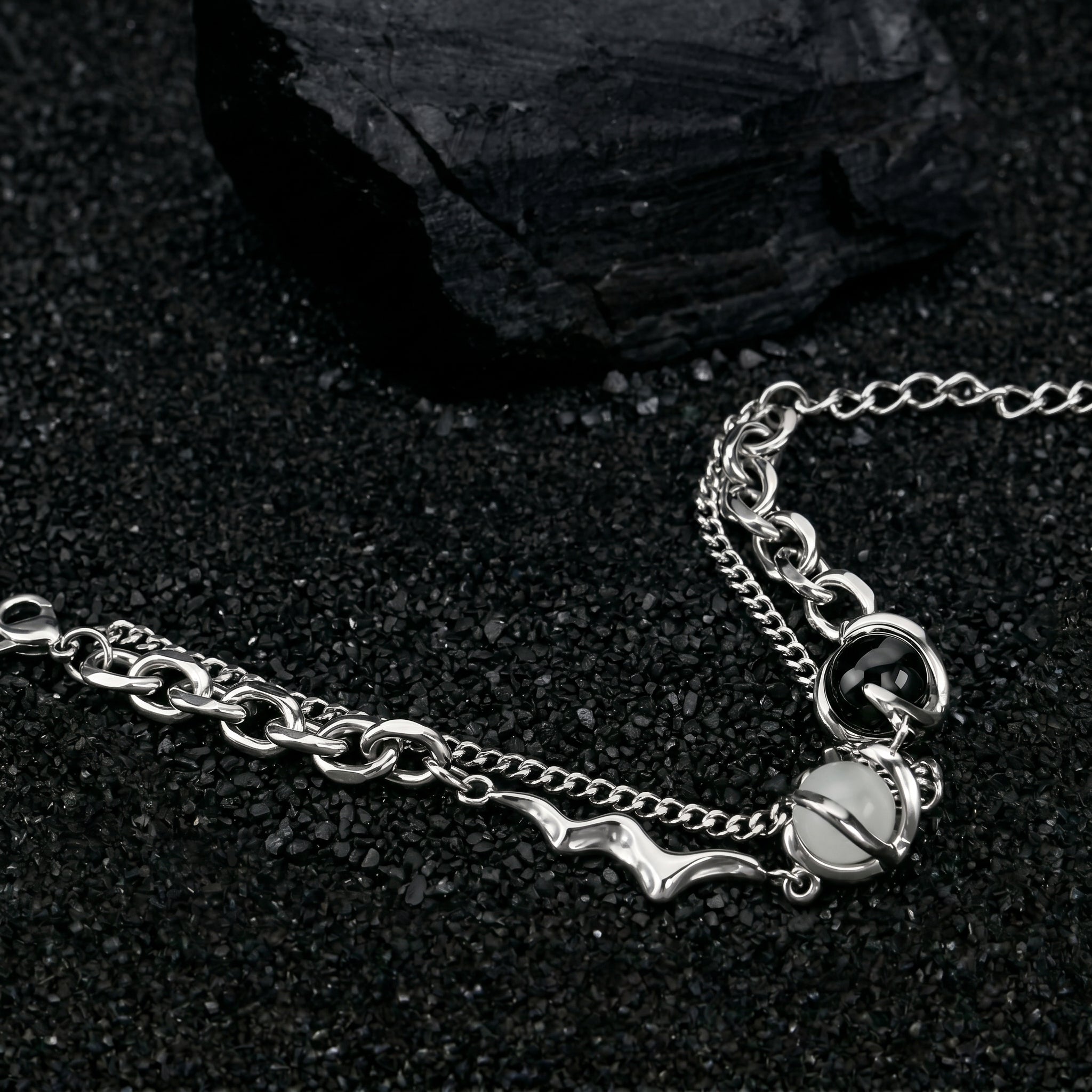 CASSIAN men's silver bracelet on white background