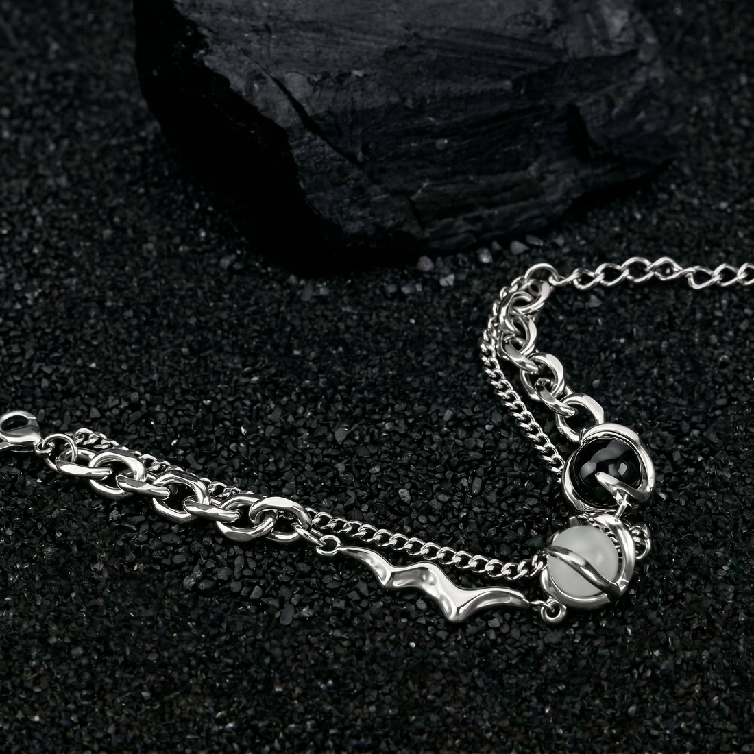 CASSIAN men's silver bracelet on white background