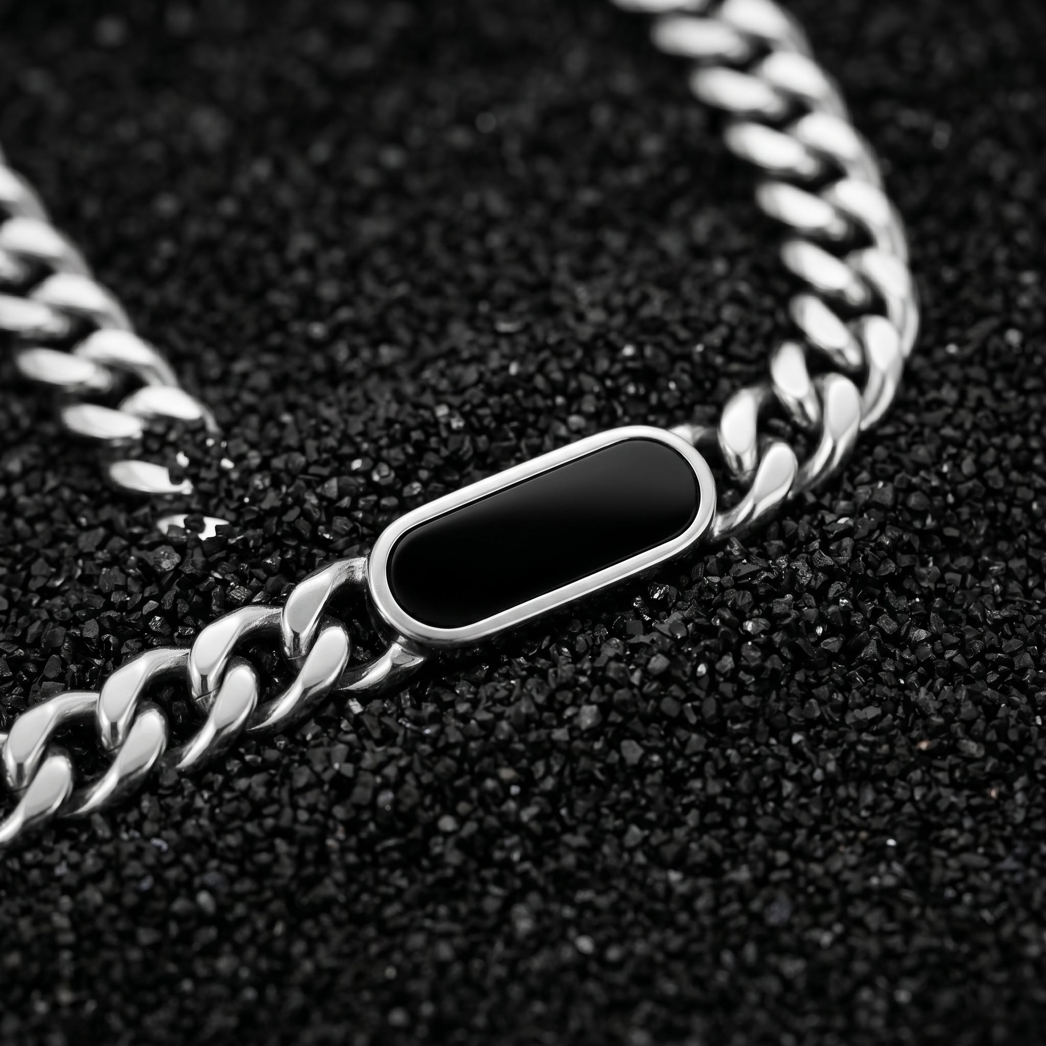 JULIAN men's silver necklace on white background