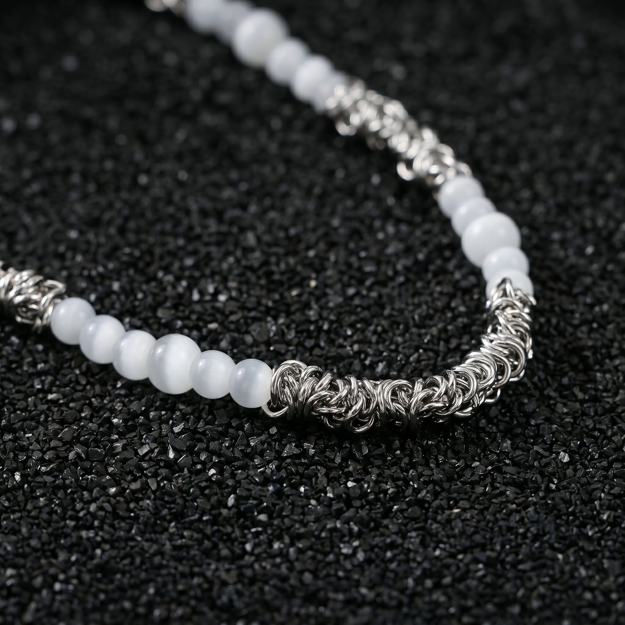 ALBUS men's silver necklace on white background