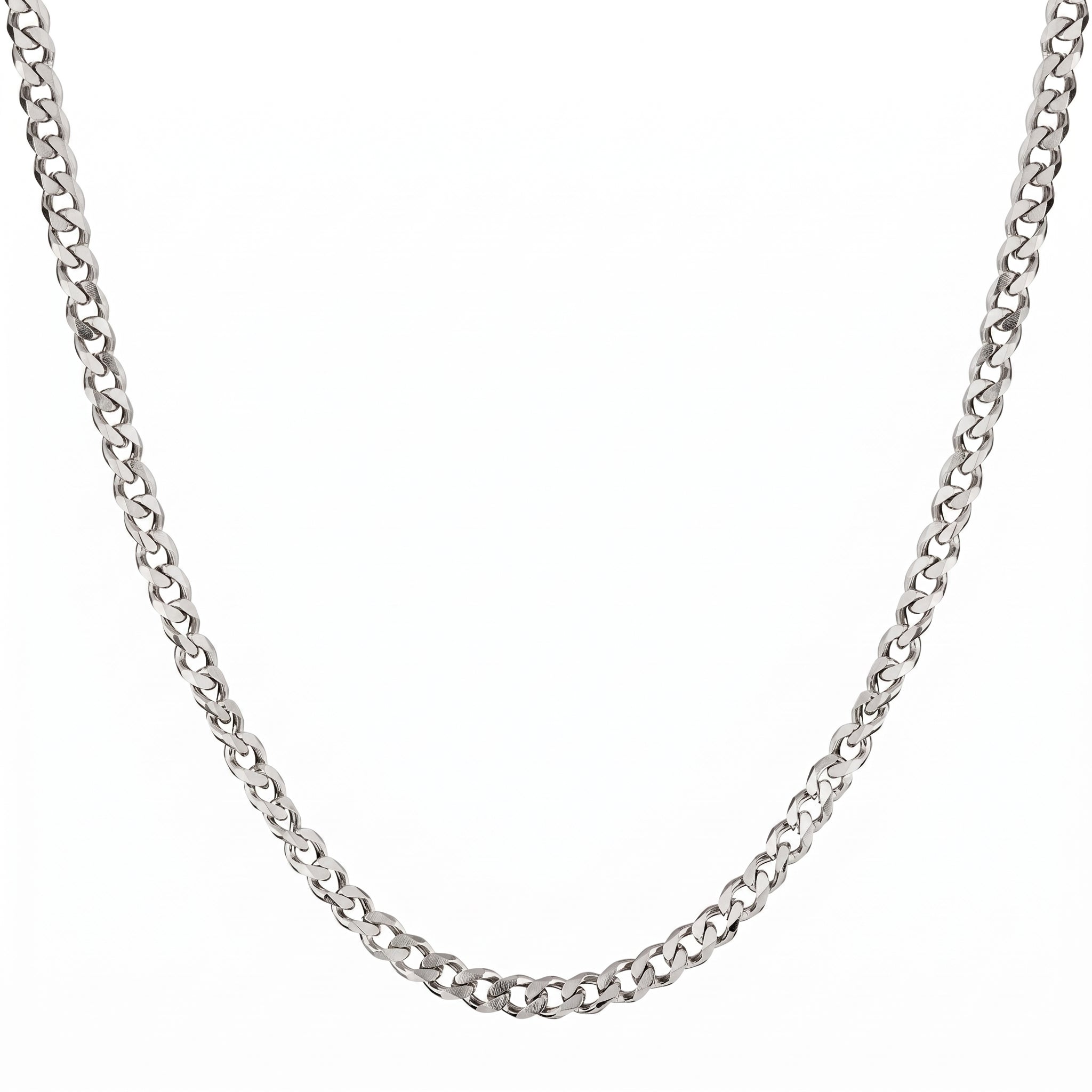 LYRA 5mm cuban chain necklace with box clasp in 316L stainless steel - silver